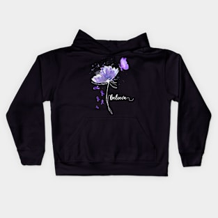 Womens Believe Flower-Butterfly pancreatic cancer Kids Hoodie